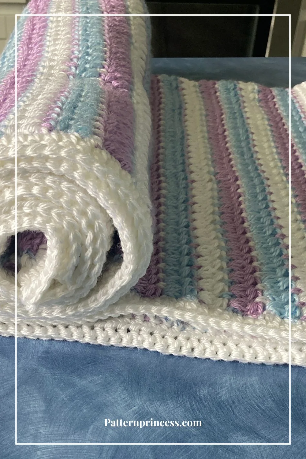 Easy Crochet Blanket Rolled on One Side