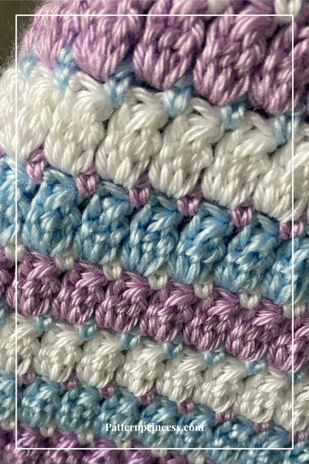 Modern Crochet Blanket for Beginners in three yarn colors