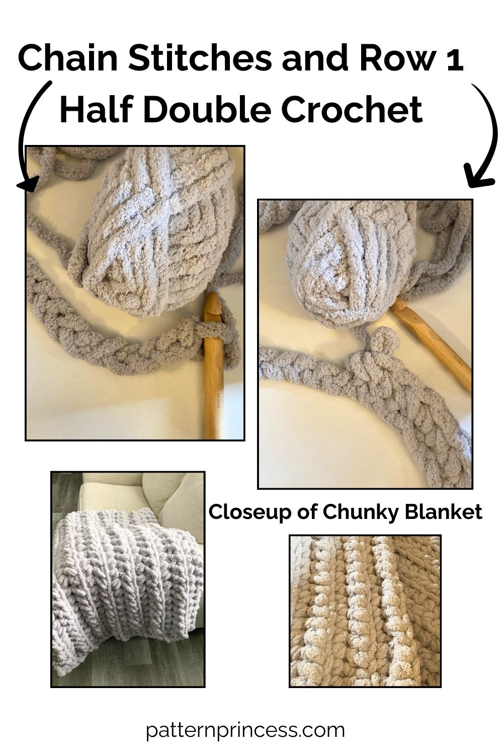 Chain Stitches and Row 1 Half Double Crochet