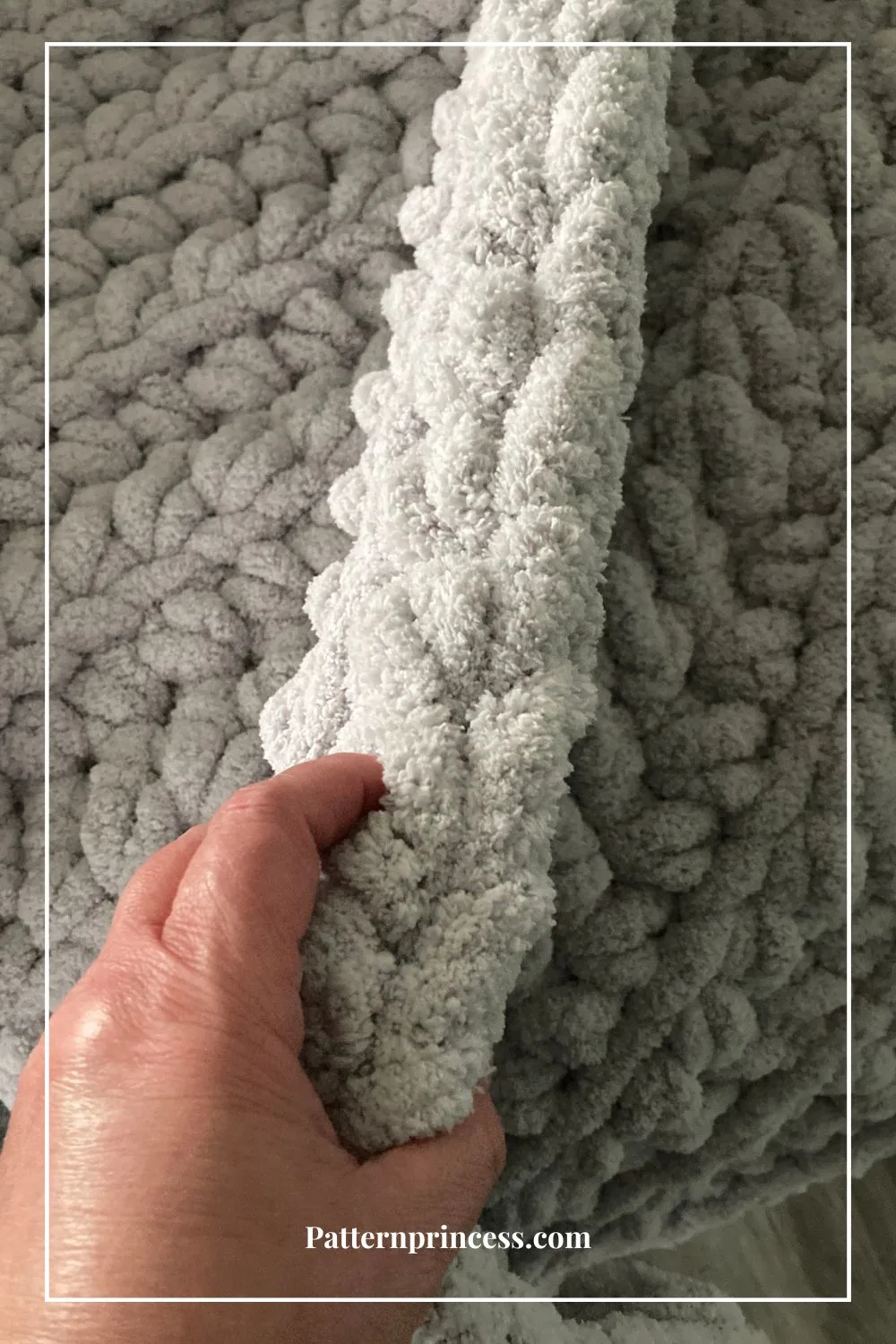 Close up showing the thickness of the blanket