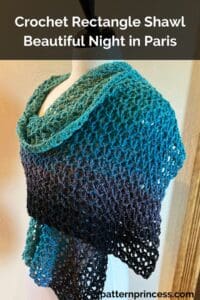 Crochet Rectangle Shawl Beautiful Night in Paris