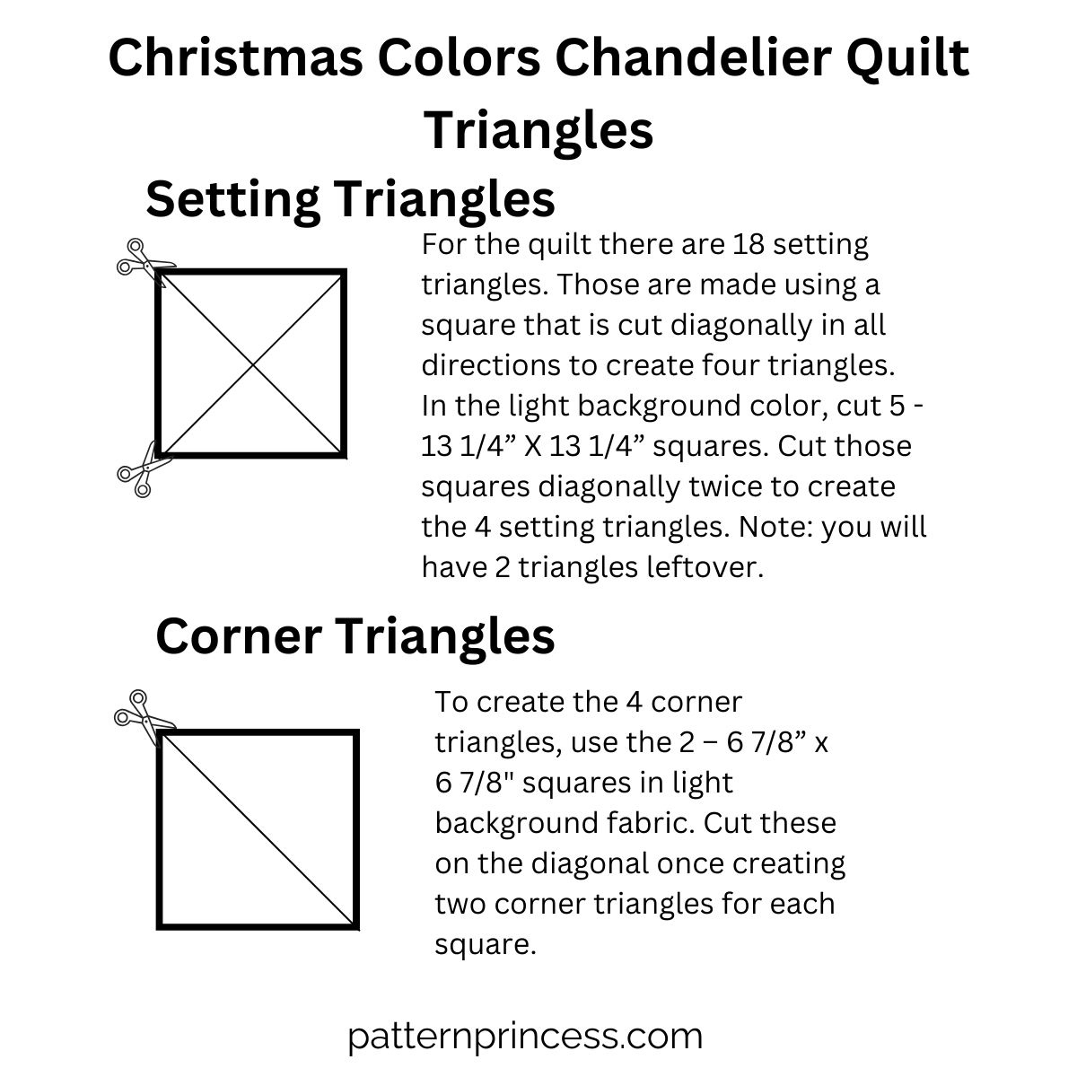 Christmas Colors Chandelier Quilt Triangles