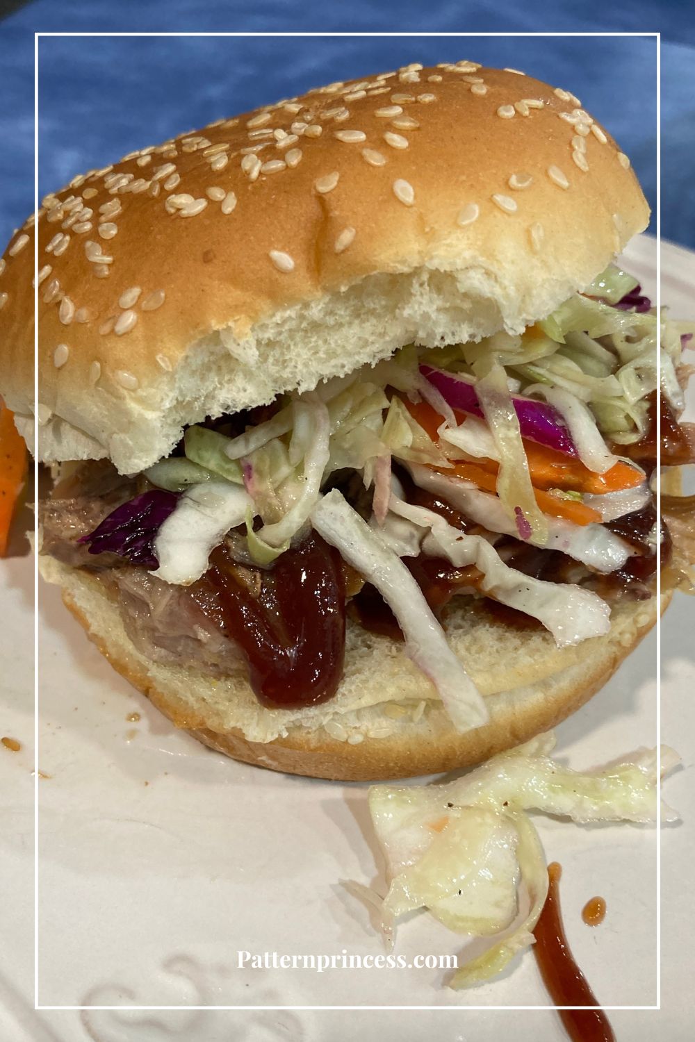 Coleslaw on BBQ Pork Sandwich