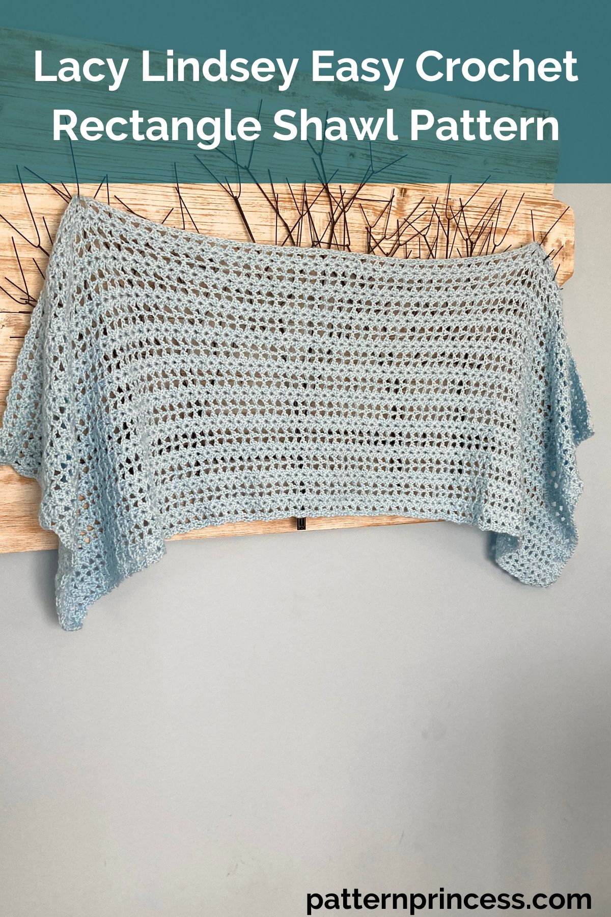 Lacy Lindsey Easy Crochet Rectangle Shawl Pattern