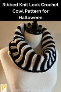 Ribbed Knit Look Crochet Cowl Pattern for Halloween