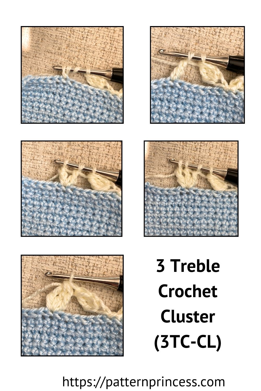 3 Treble Crochet Cluster (3TC-CL)